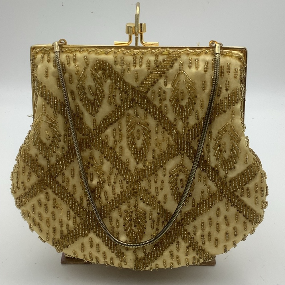 Vintage Gold Beaded Evening Bag